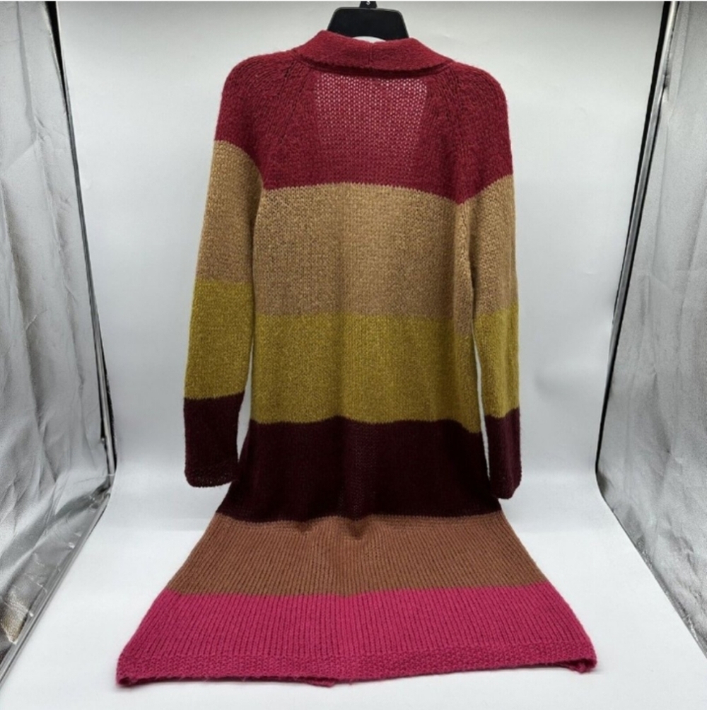 Free People Over The Rainbow Multicolor Long Striped Cardigan Sweater Large - Picture 9 of 16